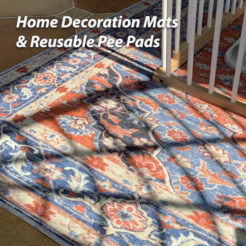nunubaby Washable Pee Pads for Dogs, Stylish, Non-Slip and Leak-Proof Pee Pads. Reusable Potty Pads for Dogs for Crates and Floors.(Red/Floral,18" x24" ) - color: Red/Floral, size: 18x24 Inch (Pack of 2)