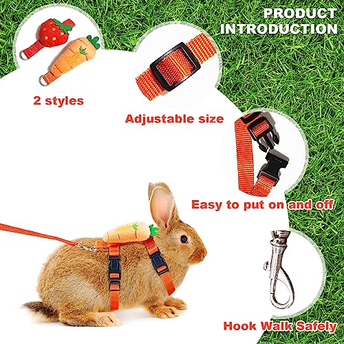 Bunny Harness and Leash for Rabbits,2 Pack Adjustable Bunny Harness,Cute Vest Harness and Leash Set, for Rabbit,Kitten, Puppy, Pig and Small Pet Animals