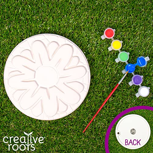 Creative Roots Mosaic Flower Garden Stepping Stone Kit, Includes 7-Inch Ceramic Stone & 6 Vibrant Paints, DIY Stepping Stone Kit for Kids Ages 6+ - style: Flower