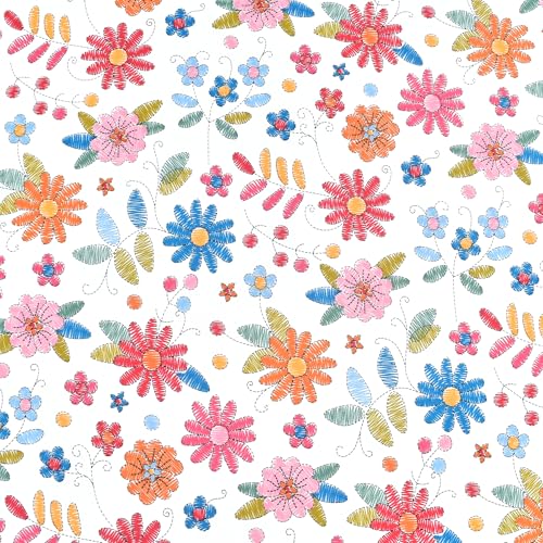 Scientific Sleep Kids Hand Sketch Flower Leaves Pastoral Garden Cute 100% Cotton 4 Pcs Full Bed Sheet Set Kids Toddler Teen, Flat Sheet & Fitted Sheet & Pillowcase Girls Bedding Set - color: Colorful Flower, size: Full