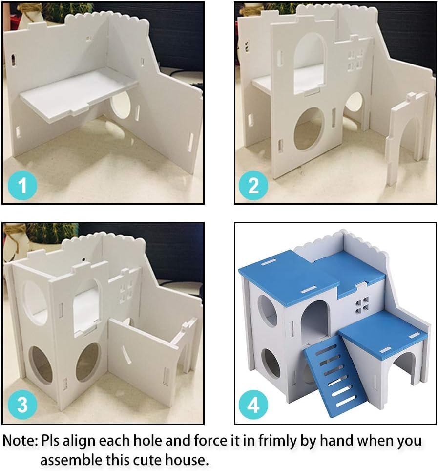 WishLotus Hamster House, Luxury Small Animal Hideout with Funny Climbing Ladder Exercise Toys Two Layers Hut for Dwarf Hamster, Rat, Gerbil, Mouse, Small Syrian Hamsters (Pink)