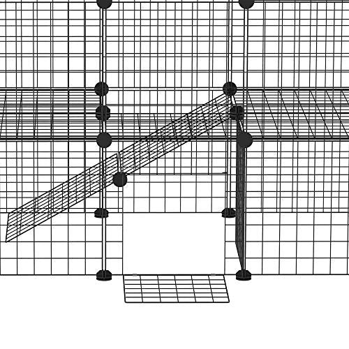 PawHut 36 Panels Small Animal Playpen with Door for Guinea Pigs 14 x 14 in | DIY C&C Cage, Ramp, Portable Metal Wire Yard, Rabbit, Hedgehogs