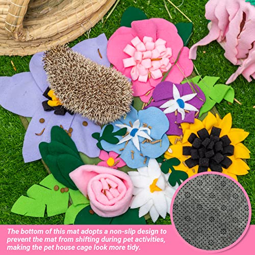 Snuffle Mat for Rabbit, Cute Flower Interactive Bunny Foraging Toy | Enrichment Feeder Toy & Cage Accessories for Rabbit, Guinea Pig, Hedgehog, Chinchilla (11.8x11.8in)