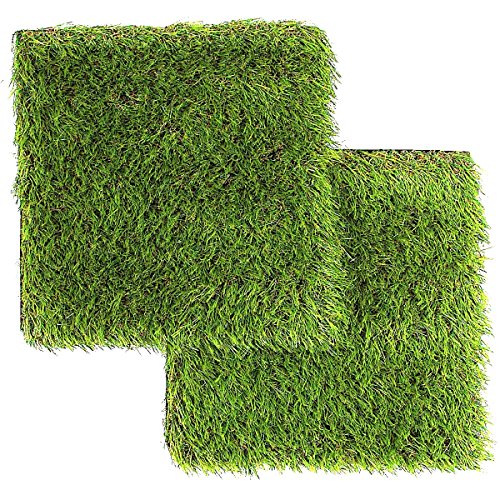 Artificial Grass Square Tiles, 12.2 x 12.2 Inch (2 Pack) - size: 2 Pack