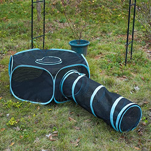 INTURN Cat Furniture Tent for Indoor and Outdoor Playpen Portable Cat Tunnels, Outdoor Kennel (Hexagon + Tunnel) - color: Hexagon + Tunnel