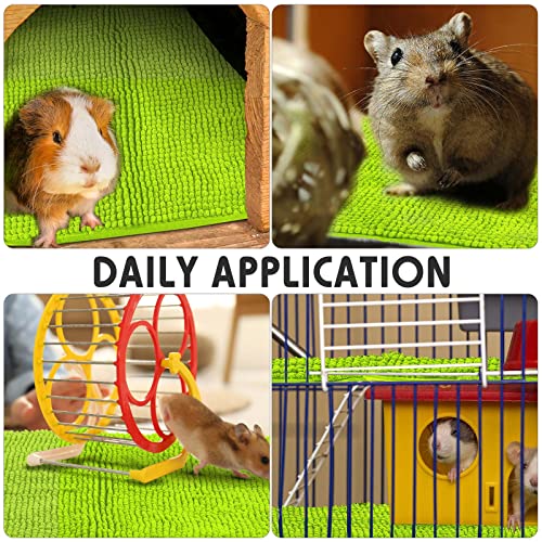 4 Pcs Guinea Pig Cage Liner 16 x 24 Inch Washable Chenille Pee Pads Pet Dog Cat Bedding Training Mat Reusable for Small Animals Puppy Bunny Hamster Chinchilla - color: Green, size: 16 x 24 Inch, style: Low Pile Chenille