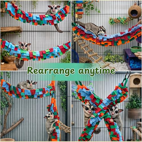 Sugar Glider Hanging Climbing Enrichment Toy, Colorful Hanging Climbing Exercise Toys and Laundry Bag, Swing Rope Enrichment, Sugar Glider Cage Accessories for Ferret Hamster Squirrel (Laundry Bag)