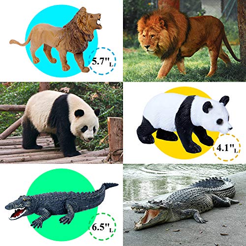 Mini Tudou Safari Animals Figures & 57x38.6'' Play Mat for Kids Toddler 3-5 | Zoo Animal Toys, Realistic Wild Animal Figurines, Plastic Jungle African Animals Playset with Storage Bin, Gift for Boy Girl