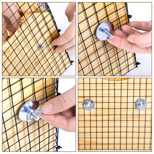 Yesland Wood Chinchilla House, Natural Small Animal Hideout Hut for Chinchilla, Squirrel, Sugar Gliders in Cage -Ventilated Wooden Hamster Habitat with Multiple Doors - 8.5 X 6 X 8 Inches