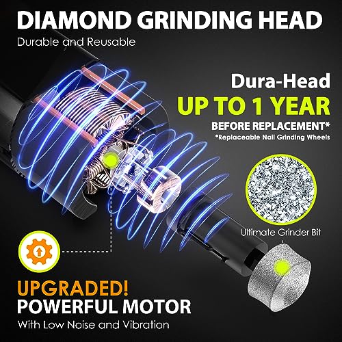 Dog Nail Grinder with 4 LED Lights, 3 Speeds Super Quiet for Pets | Low Vibration,Electric Pet Nail Grinder, Professional Painless Paw Grooming & Smoothing for Small to Large Dogs Cats(Black) - color: Black