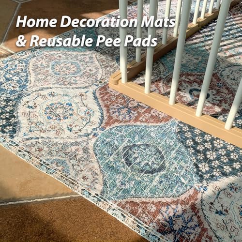 nunubaby 4PACK Washable Pee Pads for Dogs, Stylish, Non-Slip and Leak-Proof Pee Pads. Reusable Potty Pads for Dogs for Crates and Floors.(Dark Red/Multi,18" x24" ) - color: Dark Red/Multi, size: 18x24 Inch (Pack of 4)