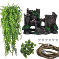 PINVNBY Reptile Resin Castle Decoration,Bearded Dragon Habitat Accessories Crested Gecko Hideouts Cave Reptiles Vines Flexible Jungle Climbing Vines Decor for Chameleon Snake Gecko Lizard(4 Pcs)