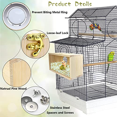 Parakeet Nesting Box Cockatiel Nesting Natural Pine Bird Nest Bird Breeding Box House Acrylic Transparent Bird Box with Detachable Wooden Board for Lovebirds Cockatiel Budgie Conure Parrot L - size: L(10.6*5.9*5.9inch)