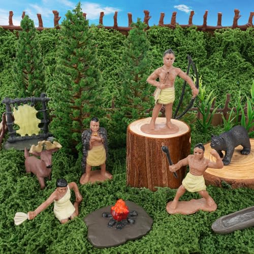 Draupnir 52 Pcs Native American Figurines Set Indian Figures for DIY Crafts - style: Native American