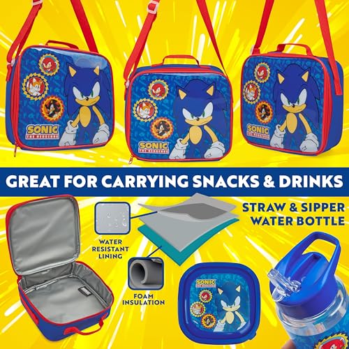 Get Trend Sonic the Hedgehog Boys Lunch Box 3Pc Set | Kids Insulated Lunch Bag with BPA-Free Water Bottle and Snack Box, Back to School Gifts for Boys - color: Sonic