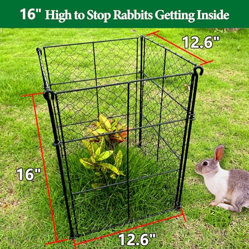 8 Pack Plant Protectors from Animals, 32Pcs DIY Plant Cages 12.6"x12.6"x16", Chicken Wire Garden Animal Barrier, Keep Rabbits & Chipmunks Out for Vegetables, Shrubs & New Plants - size: （12.6"L x 12.6"W x 16"H）8 Packs