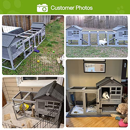 GUTINNEEN Rabbit Hutch Bunny Cage Expandable Indoor Outdoor Wooden Rabbit Cage Bunny Hutch with Run with Plastic Tray (103.2" L, 2 Sets Packing)