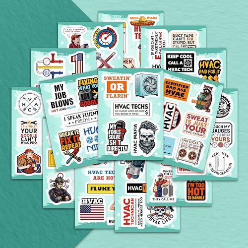 100Pcs HVAC Stickers Hard Hat, Water Bottle, Laptop – HVAC Toolbox Decals – Air Conditioning Stickers - Funny Hard Hat Decals - Gifts for Men & Women - color: Hvac Stickers
