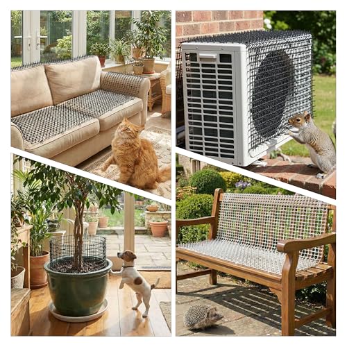 Cat Scat Mat with Spikes for Garden 6.5 Feet Cat Deterrent Mat | with Gentle Spikes for Dogs and Raccoons, with 8 Ground Stakes & 8 Zip Ties, 78.74" x 11" (White 2 Pcs) - color: 2Pcs-White
