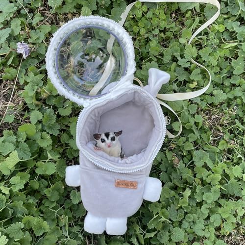 Hamster Carrier Rat Bag Cute Rabbit Shape Small Animal Sugar Glider Travel Pouch Gerbil Hedgehog Portable Travel Carrier Outdoor Hangbag Grey Squirrel Rat Carrier (Grey) - color: Grey