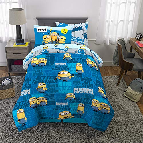 Franco Kids Bedding Super Soft Comforter and Sheet Set with Sham, 5 Piece Twin Size, Minions The Rise Of Gru - color: Minions the Rise of Gru, size: 5 Piece Twin Size
