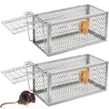 Qualirey 2 Pcs Humane Rat Trap Chipmunk Rodent Mouse Squirrel Trap,Silver | 9.1 x 4.5 x 4.5 Inches Mouse Voles Hamsters Cage Rat Cage for Mice Easy to Catch and Release - color: Silver