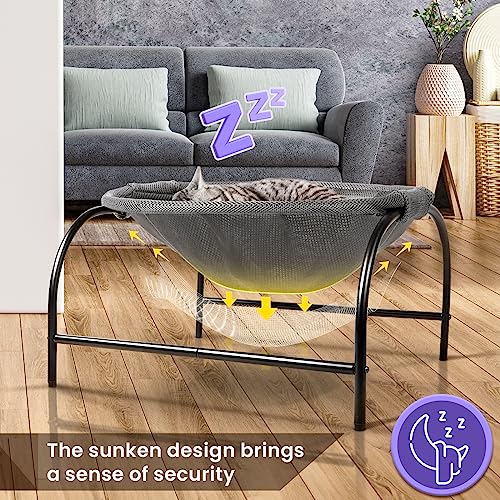 Cat Bed Large Free-Standing Detachable Pet Hammock Cat Sleep, Grey | Cat Supplies Pet Supplies Whole Wash Stable & Breathable Easy Assembly Indoors Outdoors, 16.9 in x 16.9 in x 9.5 in - color: Grey, size: 22.0"L x 21.3"W x 11.0"Th (Mesh)