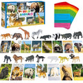 15 PCS Safari Animal Figurines with 15 Introducing Flashcards, Realistic Zoo Animal Figures Montessori Toys Science Educational Matching Game for Homeschool Preschool Toddler Kids - style: Wildlife Set (including cards)