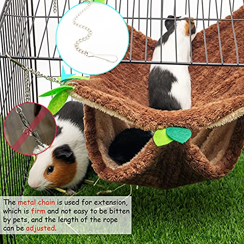 Guinea Pig Hideout, Hammock & Tunnel, Washable Cage Accessories | Warm Soft Fleece Pet House for Guinea Pig, Hamster, Rat, Chinchilla - size: One Size with Chain