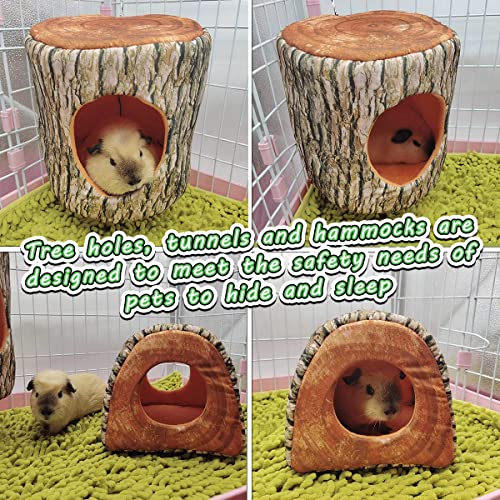 EAEDMY Guinea Pig Rat Ferret Tree Hole Bed and Hammock Tunnel, Hanging Bunk, Parrot Bird Hideout, Small Animals Soft Bed (3.Tree Hole) - color: 3.Tree hole bed