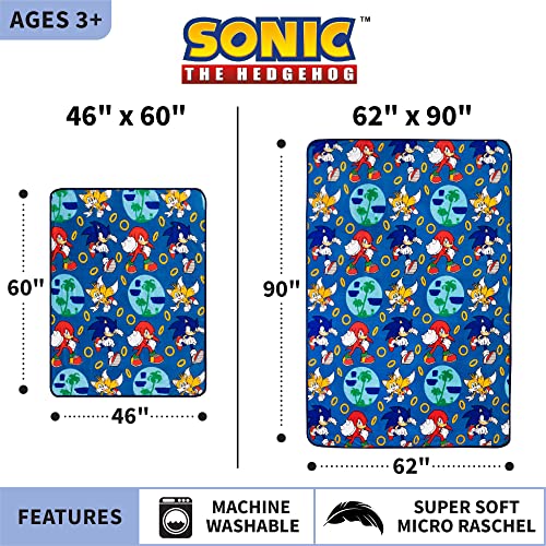 Franco Kids Bedding Super Soft Plush Throw Blanket,46 in x 60 in,Sonic The Hedgehog,Anime,(Pack of 6) - color: Sonic the Hedgehog, size: 46 in x 60 in (Pack of 6)