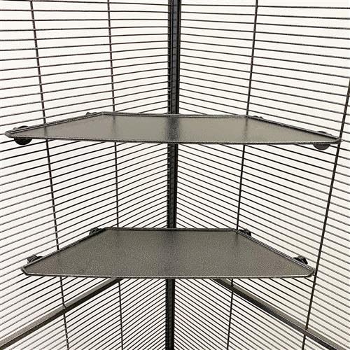 Exotic Nutrition Corner Shelves (2 Pack) Metal Cage Accessory Shelves for Sugar Gliders, Squirrels, Chinchillas, Prairie Dogs, Degus, and Other Chewing Animals