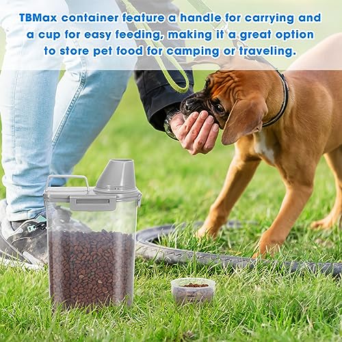 TBMax Pet Food Storage Containers 2 Pack 8-10 Lbs Airtight Dog Food Container Dispenser with Large Spout & Portable Handle, Travel Dog Treat Cat Food Storage Bin Bird Seed Container - color: Light Grey 6+3Qt