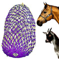 Majestic Ally 1.25”x1.25” Holes Ultra Slow Feed 40” Very Sturdy Hay Net with Bottom Ring for Goat, Sheep, Simulate Grazing and Reduces Waste (Purple) - color: Purple