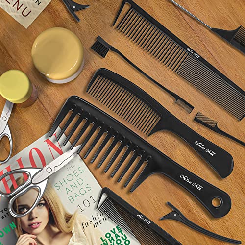 SalonSilk Professional Combs Set for Natural Black Curly Hair for Ladies - color: Black-11 PCS