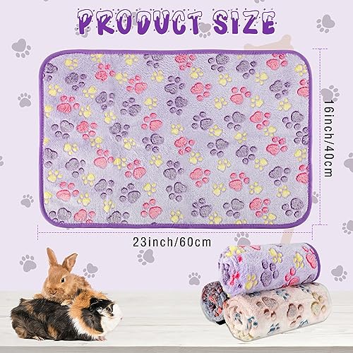 YUEPET Guinea Pig Blankets 3 Pack, Waterproof-Backed Fleece Liners, S | Guinea Pig Fleece Cage Liners, Waterproof Backing, Washable mats, Soft Fleece Surface, 23 x 16 in - color: Purple+blue+beige, size: S-23"×16"