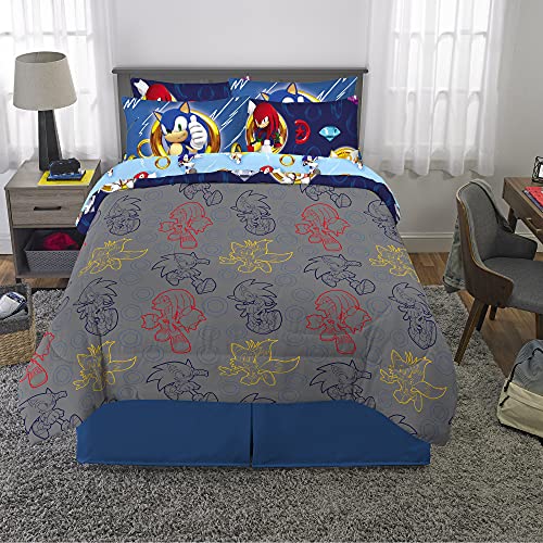 Franco Kids Bedding Super Soft Comforter and Sheet Set with Sham, 7 Piece Full Size, Sonic The Hedgehog - color: Sonic the Hedgehog, size: Full