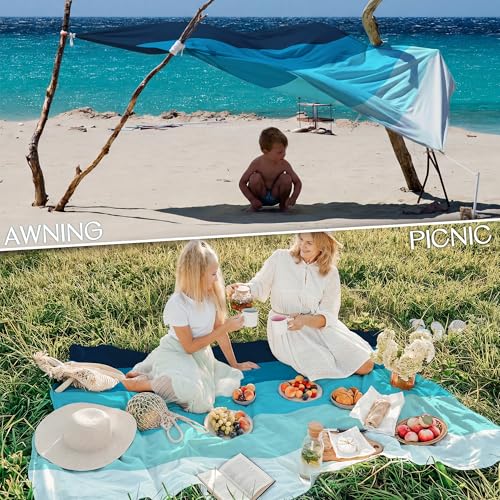 BYDOLL Beach Blanket Waterproof Sandproof,78''X81''/78''X110'' Large Sand Free Oversized Lightweight Sand Resistant Blanket, Picnic Mat for Beach Travel Camping Hiking Essentials - color: Sea, size: 78''X81"