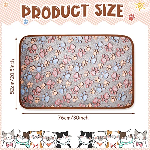 Tatuo 4 Pack Fleece Dog Blankets for Puppy Cats Multi-Size Sleep Mat for Pet Guinea Pig Soft Washable Crate Bed Puppy Teething Toys Print Pattern Warm Blanket Indoor(Black,30 x 20.5 Inch,Paw) | Soft, Washable Puppy Blankets for Cats Guinea Pig, Warm Paw P