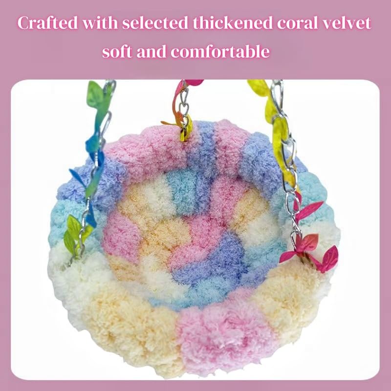 Hanging Bird Hammock for Cage Warm Plush Hanging Bird Bed Bird Snuggle Hut Parrot Hanging Sleeping Bird House for Parakeet, Conure, Budgie, Cockatiel, Lovebird, Finch, Hamster-Pink - color: Pink