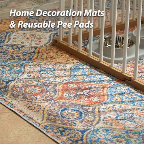 nunubaby 4PACK Washable Pee Pads for Dogs, Stylish, Non-Slip and Leak-Proof Pee Pads. Reusable Potty Pads for Dogs for Crates and Floors.(Cream/Multi,18" x24" ) - color: Cream/Multi, size: 18x24 Inch (Pack of 4)
