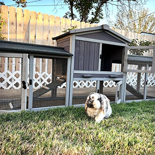 Rabbit Hutch Chicken Coop 87.8" Large Outdoor Bunny Cage with Removable PVC Layer, Easy Clean… - color: Dark Grey