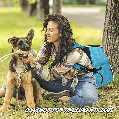 BAGLHER 丨Dog Travel Bag Backpack, Airline Approved Pet Supplies Backpack, Dog Travel Backpack with 2 Silicone Collapsible Bowls and 2 Food Baskets Sky Blue - color: Sky Blue