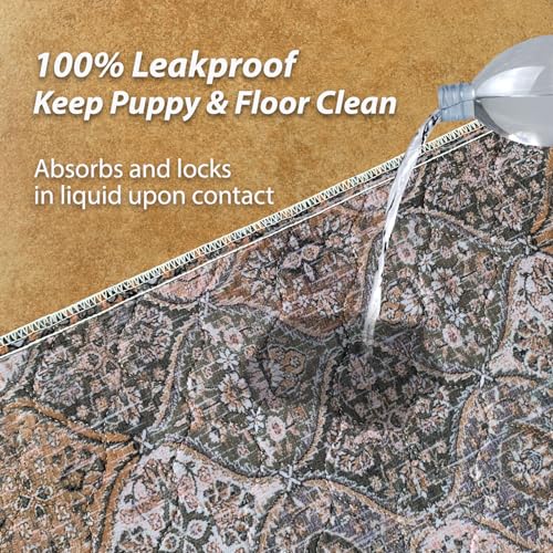 nunubaby 4PACK Washable Pee Pads for Dogs, Stylish, Non-Slip and Leak-Proof Pee Pads. Reusable Potty Pads for Dogs for Crates and Floors.(Brown/Multi,18" x24" ) - color: Brown/Multi, size: 18x24 Inch (Pack of 4)