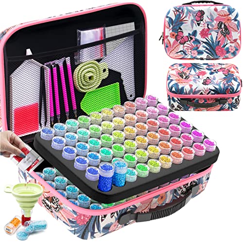 ARTDOT 120 Slots Storage Container for Diamond Art Kits for Adults,Portable Bead Storage Boxes for Diamond Painting Accessories and Tools - color: Pink, size: Large