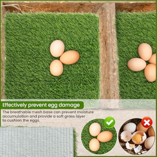 8Pcs Chicken Nesting Box Pads Washable Artificial Grass Nesting Pads | With Rubber Backing,Reusable Chicken Nesting Pads for Chicken Coop and Pet Garden Lawn Indoor Outdoor 12"×12"