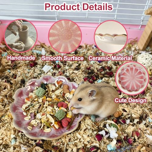 4PCS Ceramic Hamster Food Dish,Sunflower Guinea Pig Food Bowls | Rats Anti-Turning Feeding Dishes for Gerbils Mice 4.5in，Shallow Chew-Proof Bowl, Non-Slip Base, Easy to Clean - size: 4Pcs Sunflower