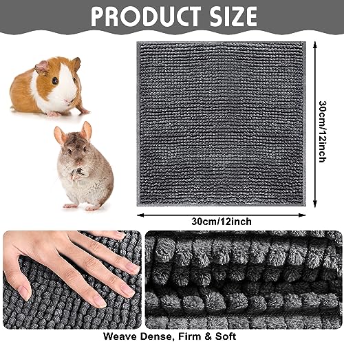 4 Pcs Guinea Pig Cage Liner 12 x 12 Inch Washable Chenille Pee Pads Pet Dog Cat Bedding Training Mat Reusable for Small Animals Puppy Bunny Hamster Chinchilla - color: Dark Gray, size: 12 x 12 Inch, style: Low Pile Chenille