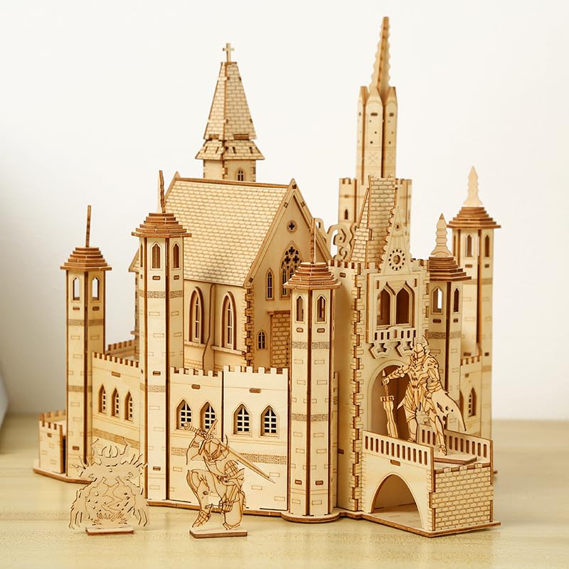3D Wooden Puzzle for Adults, Mechanical Castle House Model, DIY House Model Building Kit Handicraft Wood Craft Hobbies Toy, Birthday for Hobbyist 14+ Family Women Men, 234 Pcs - style: Castle House
