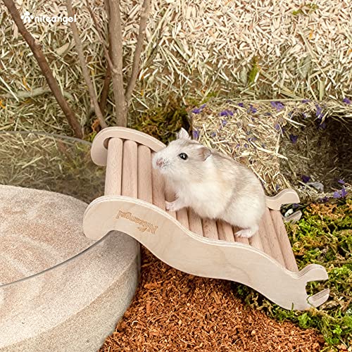 Niteangel Hamster Climbing Ladder Bridge: 6.3 x 3.7 x 1.1 inch | Can Expand Habitat Span & Explore Unlimited New Fun - Multi Use Habitat Decor Toys for Hamster Gerbils Mice and Small Animals - size: Small - 6.3'' L